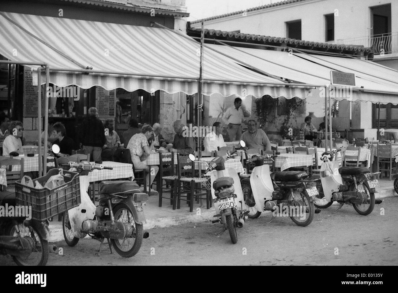 Tavern in Aegina, Greece, 1989 Stock Photo