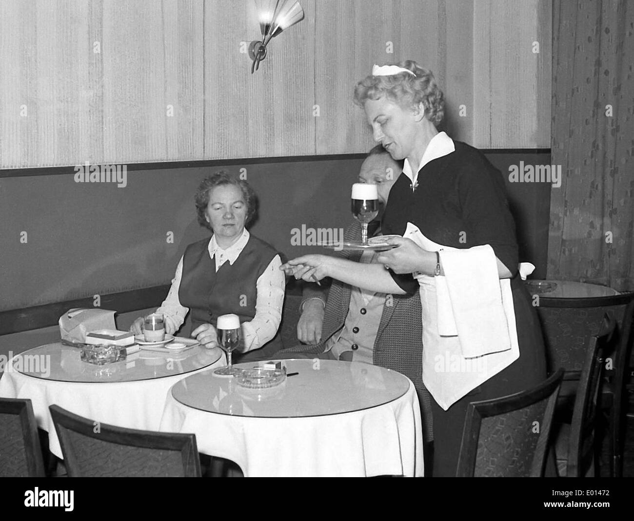 Waitress at the tavern Fuerstenwalde, 1958 Stock Photo