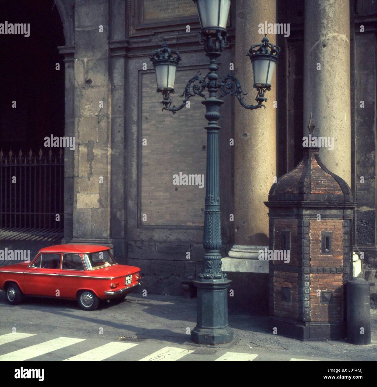 Street and car in Rome, 1972 Stock Photo