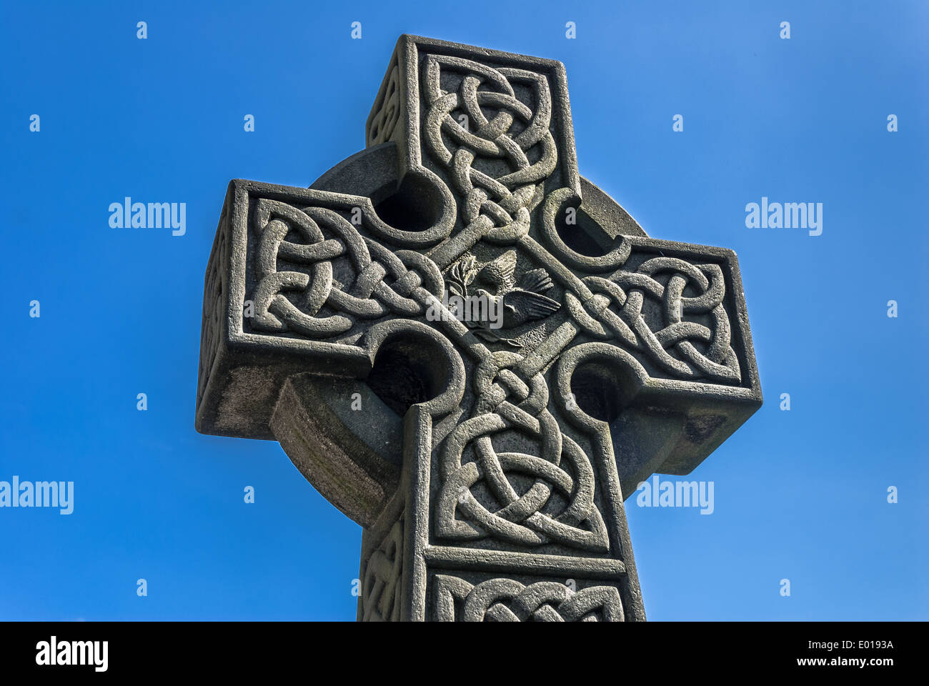 Celtic stone cross in the grounds of St Mary's church, Todmorden, Uk. Stock Photo