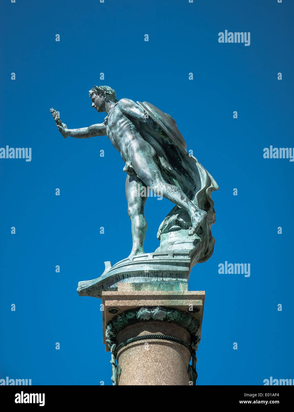 Roman statue outside the liver building, Liverpool. Stock Photo