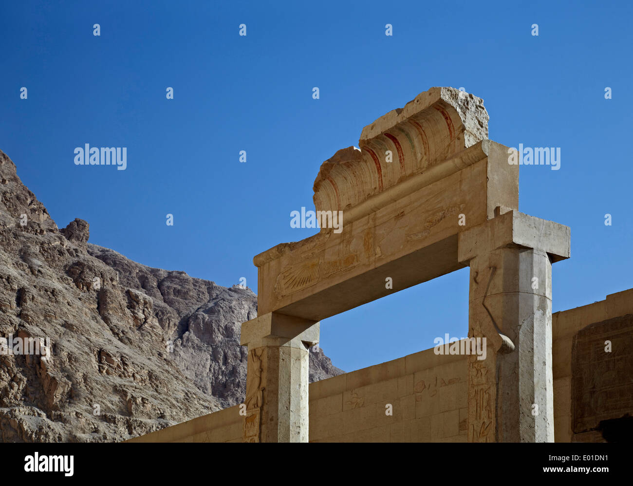 Colonnaded design of Hatshepsut temple, Temple of Hatshepsut, Open air museum Stock Photo