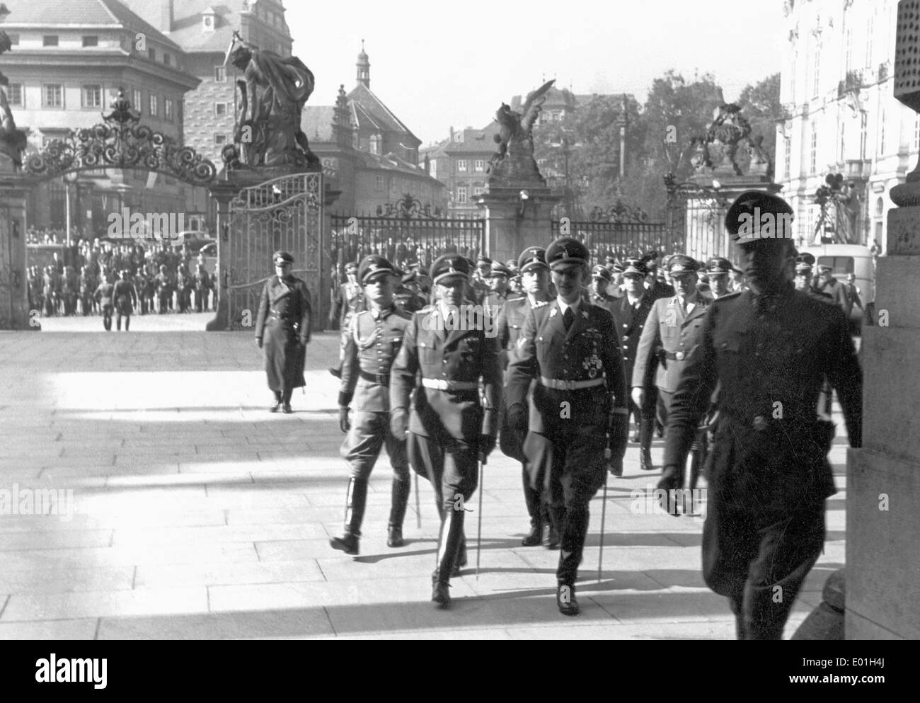 Reinhard Heydrich and Karl Hermann Frank in Prague, 1941 Stock Photo