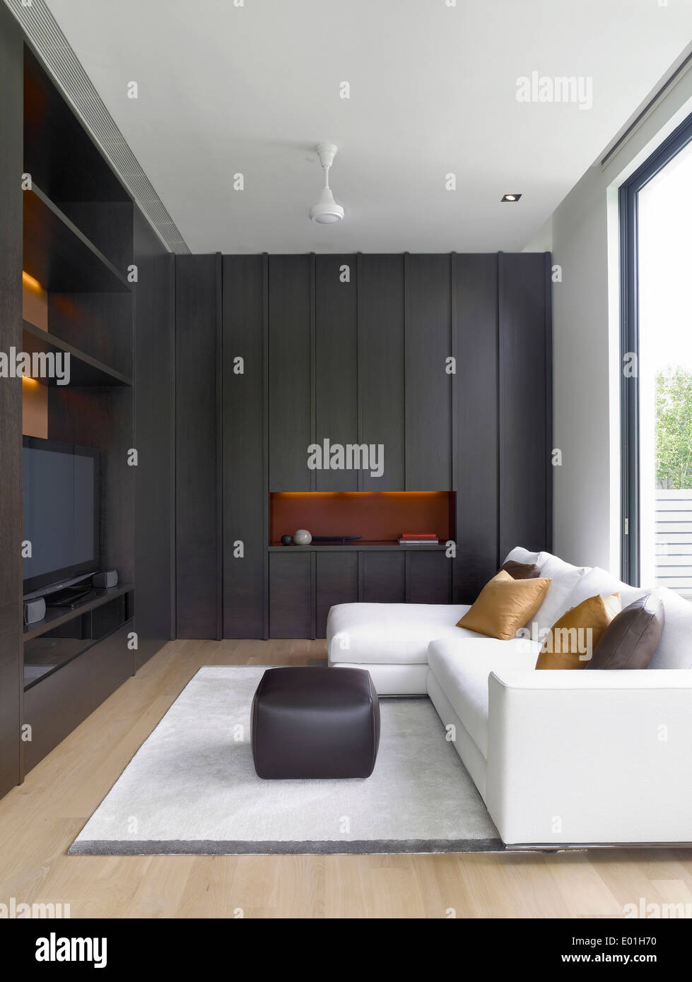 Sofa facing television in modern room, 9 Ridout Rd, Singapore Stock Photo Alamy