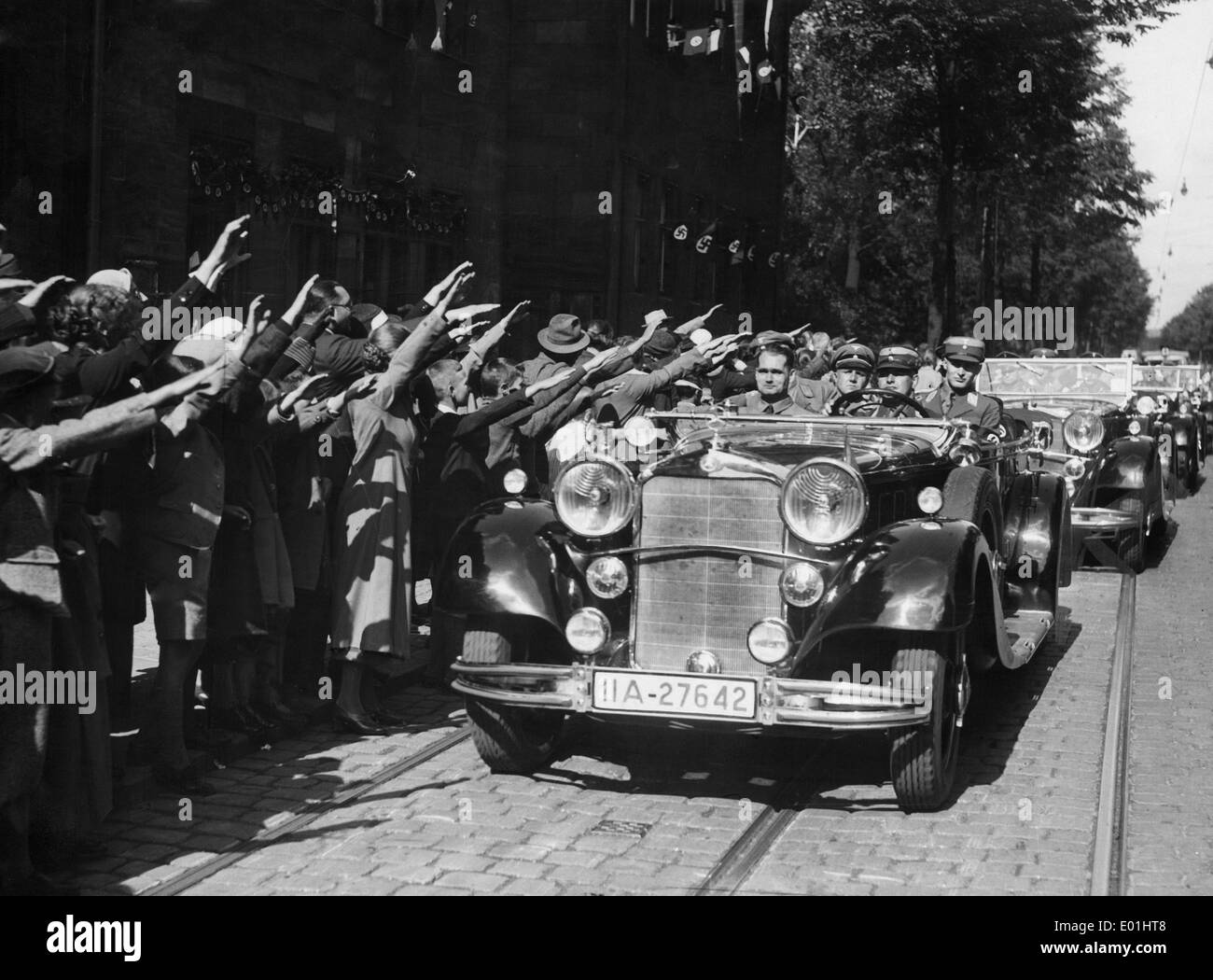 Rudolf Hess arriving at the Nuremberg Rally in Nuremberg, 1935 Stock Photo