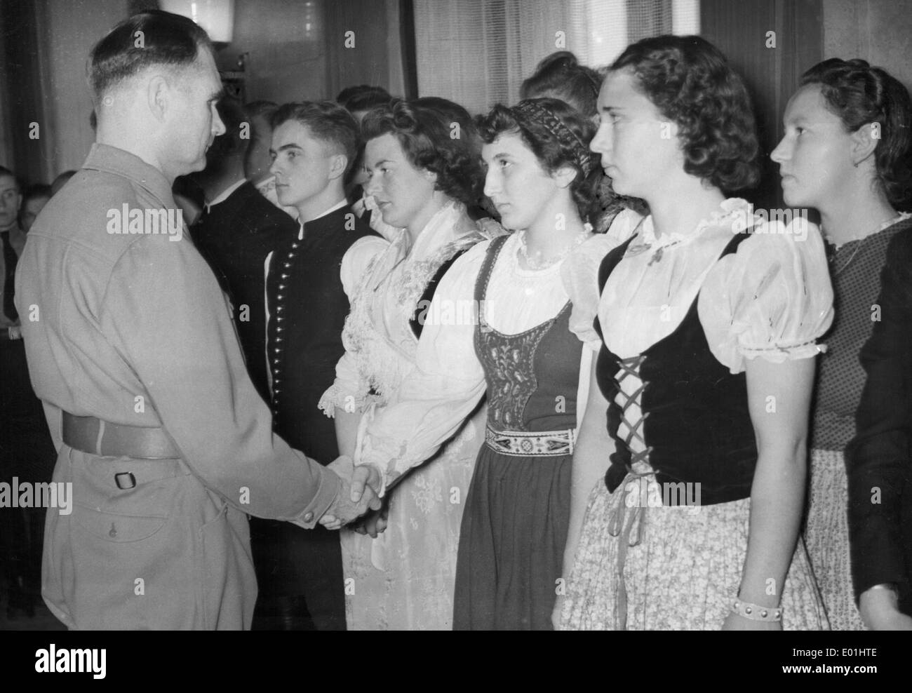 Rudolf Hess receipts students from the National Socialist German Student's League in the Fuehrerbau in Munich, 1941 Stock Photo
