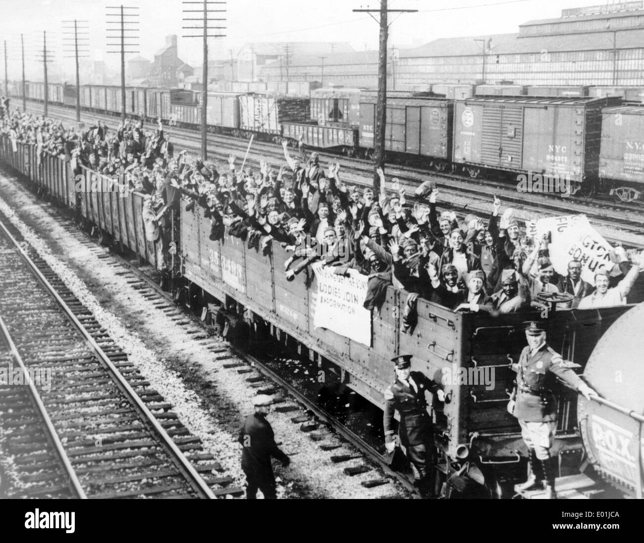 Global economic crisis: Bonus marchers in Detroit, 1932 Stock Photo
