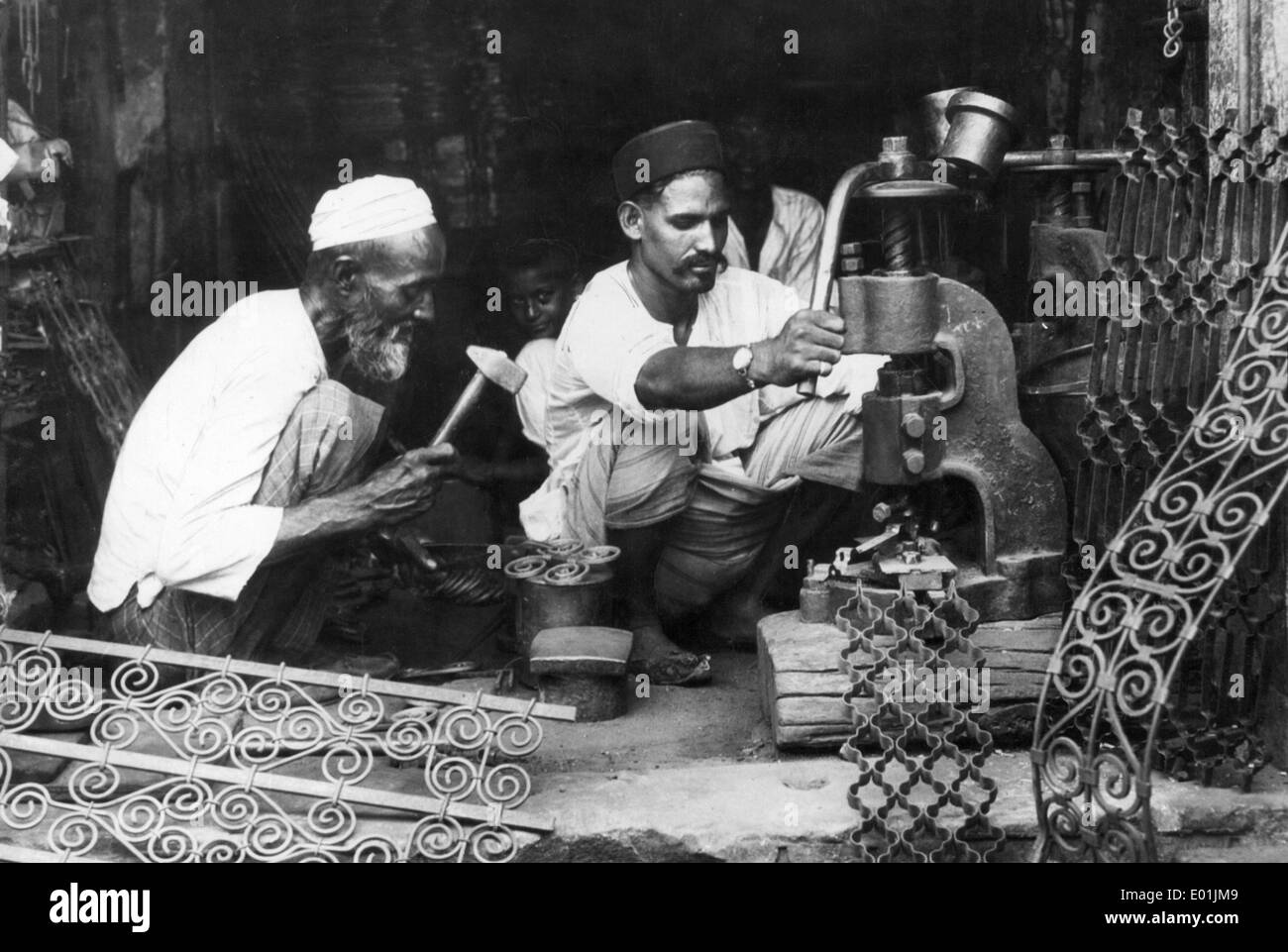 Indian metalworkers, 1931 Stock Photo