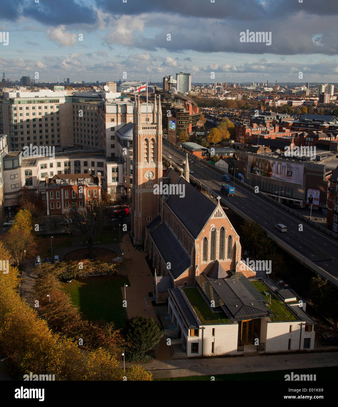 High level view of St Paul's church modernisation, Hammersmith, London, UK Stock Photo