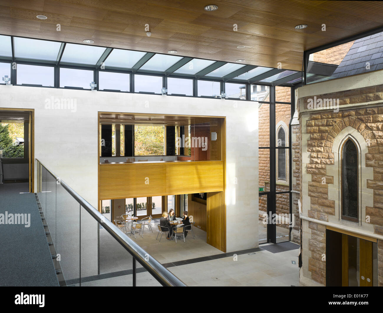 Glass junction in St Paul's church modernisation, Hammersmith, London, UK Stock Photo