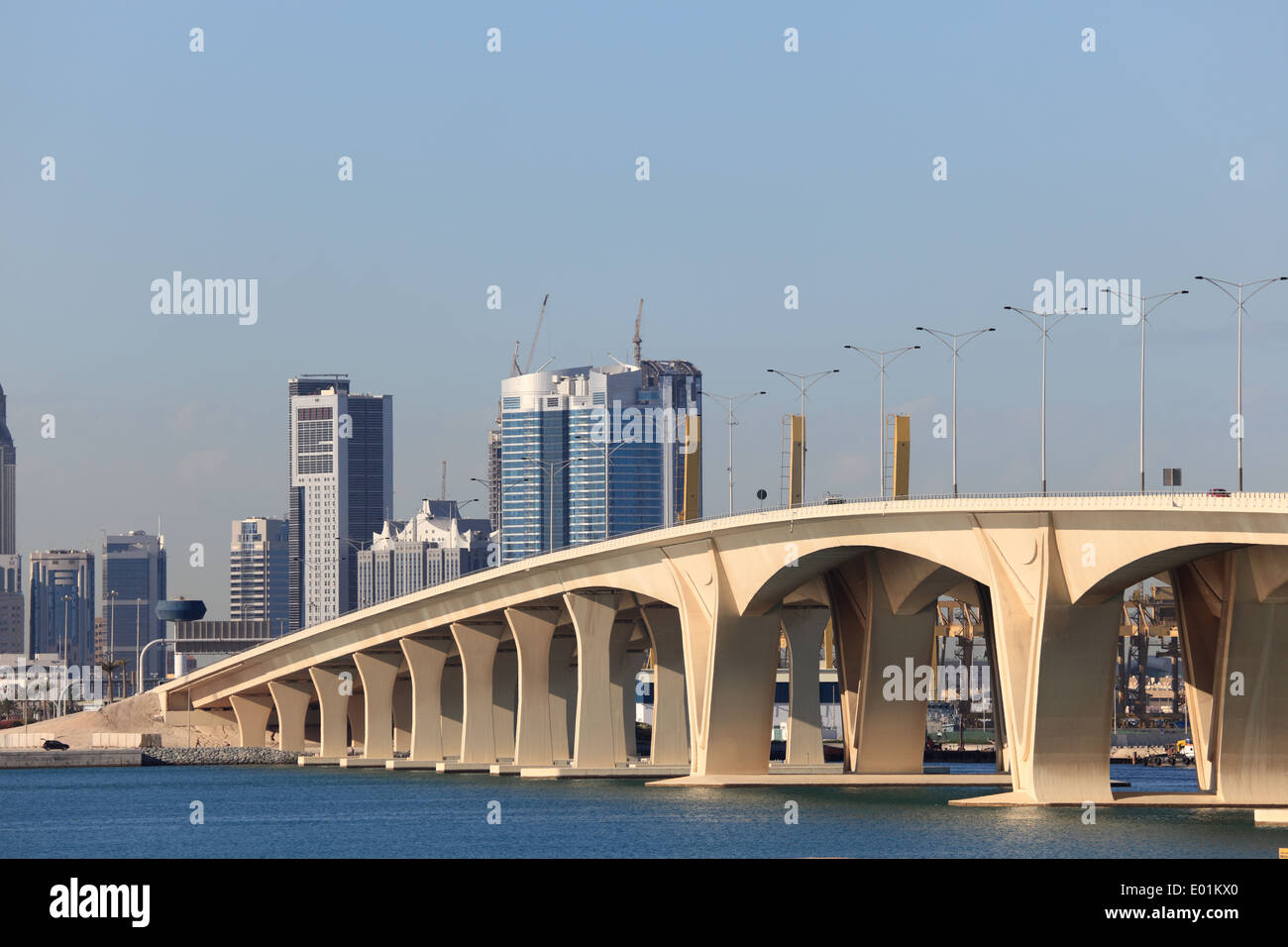 New Sheikh Khalifa Bridge in Abu Dhabi, United Arab Emirates Stock Photo