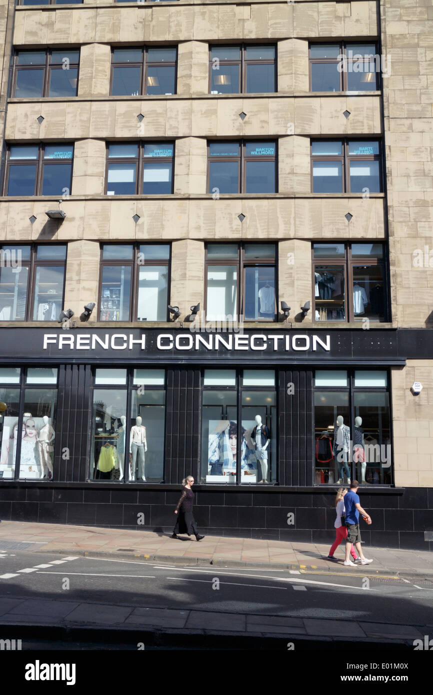 People walking past the French Connection fashion store on Frederick Street, Edinburgh. Stock Photo