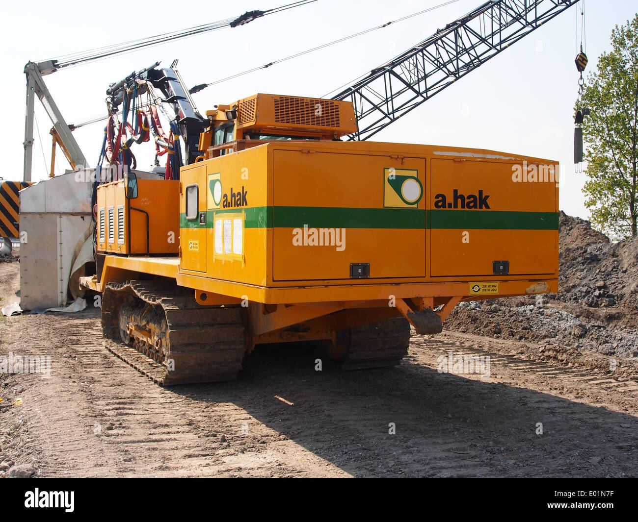 Liebherr SR714 welding tractor at Hoofddorp welding gaspipes Stock
