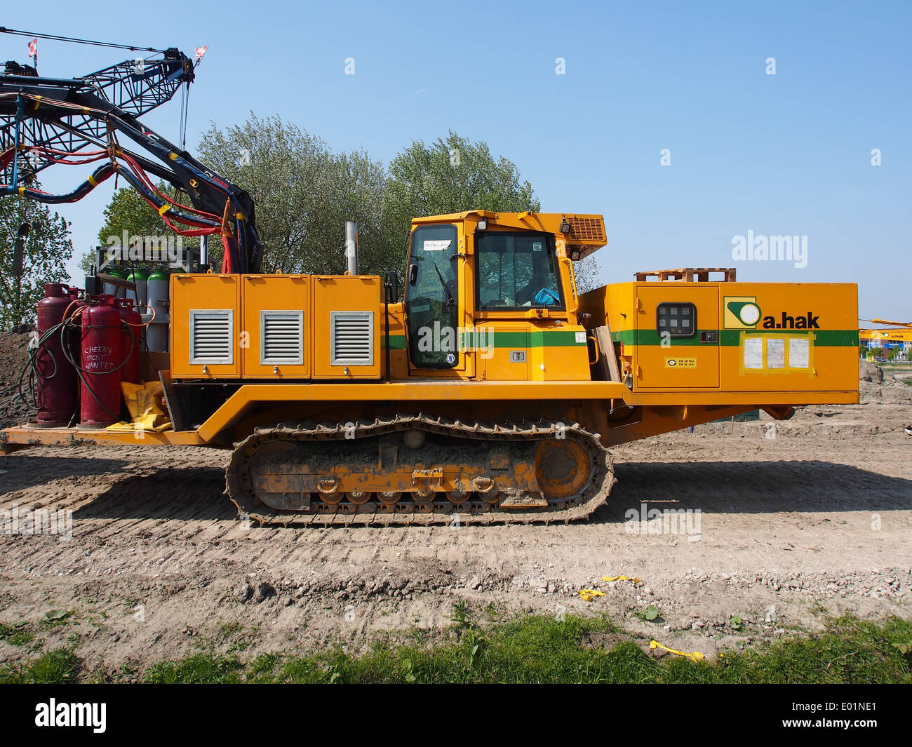 Liebherr SR714 welding tractor at Hoofddorp welding gaspipes Stock