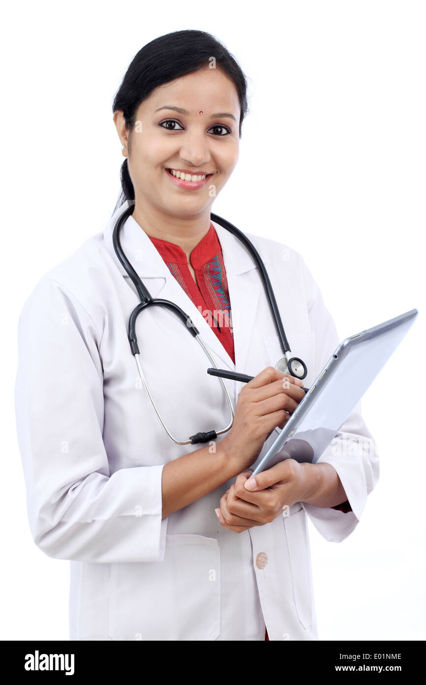 Indian female doctor against white hi-res stock photography and images ...