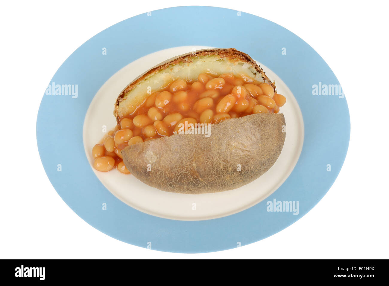 Healthy British Baked Jacket Potato Food, With Baked Beans In Tomato