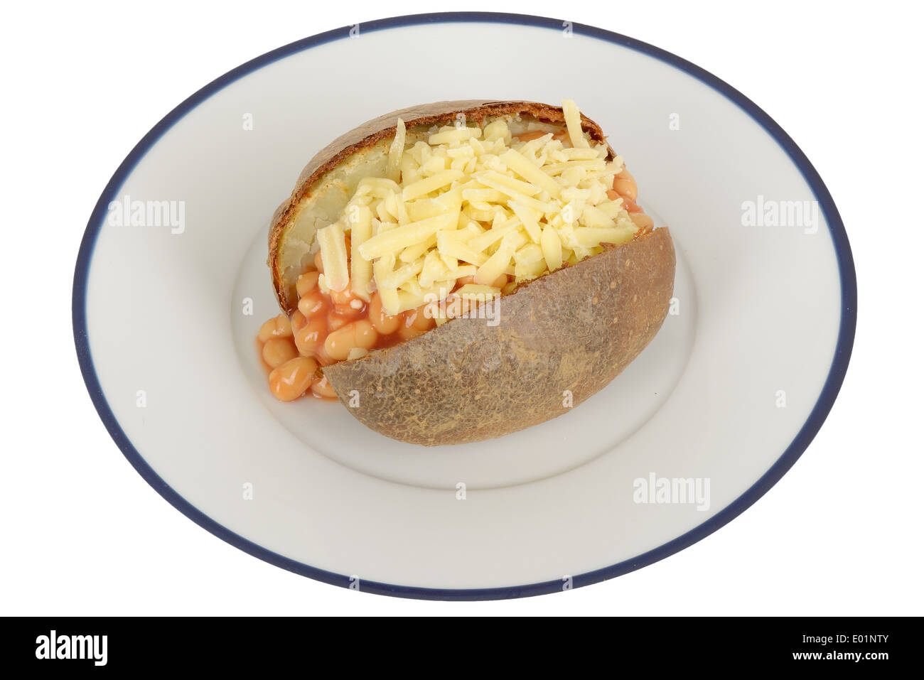Freshly Oven Baked Jacket Potato With A Baked Beans In Tomato Sauce And