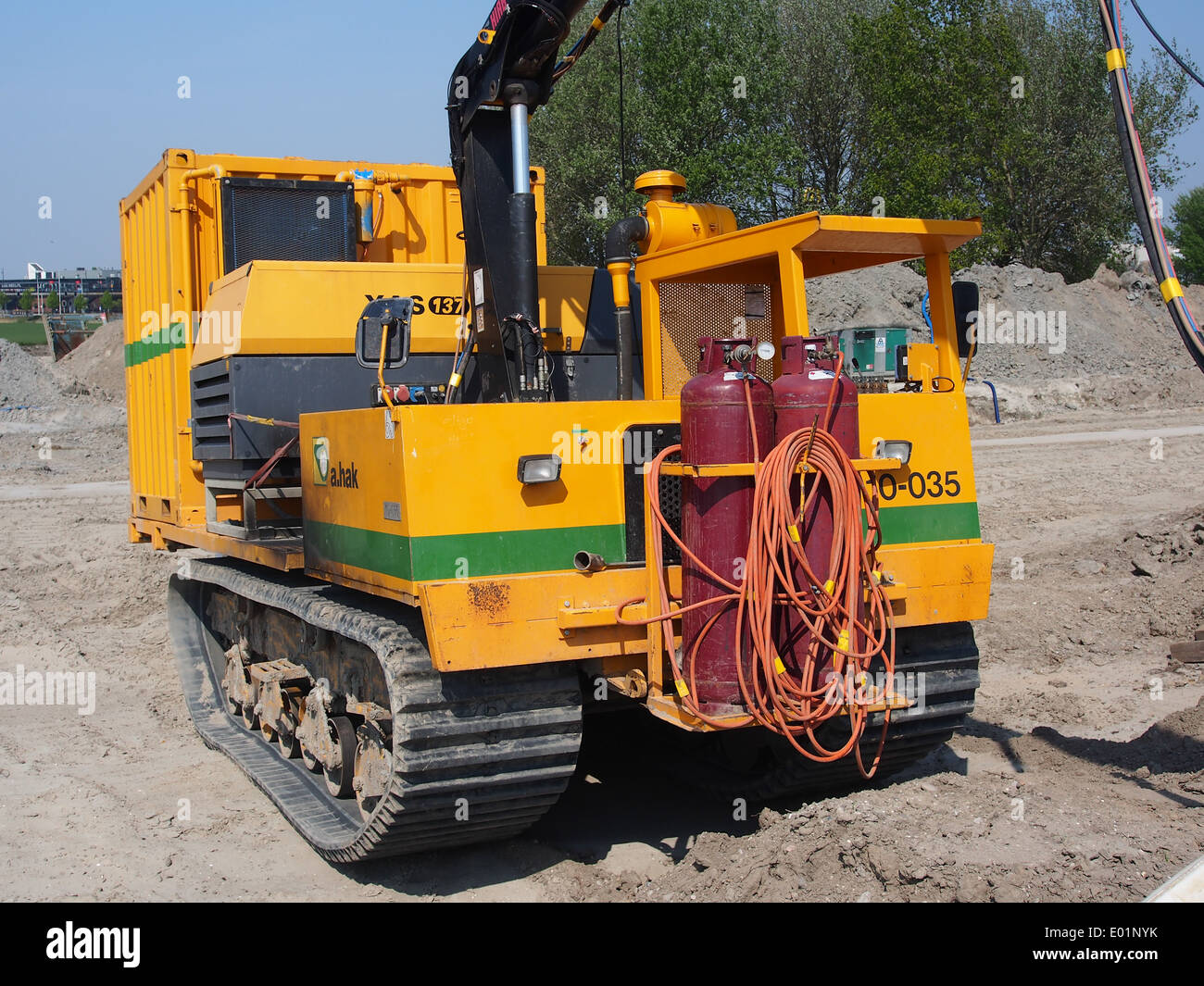 Liebherr SR714 welding tractor at Hoofddorp welding gaspipes Stock