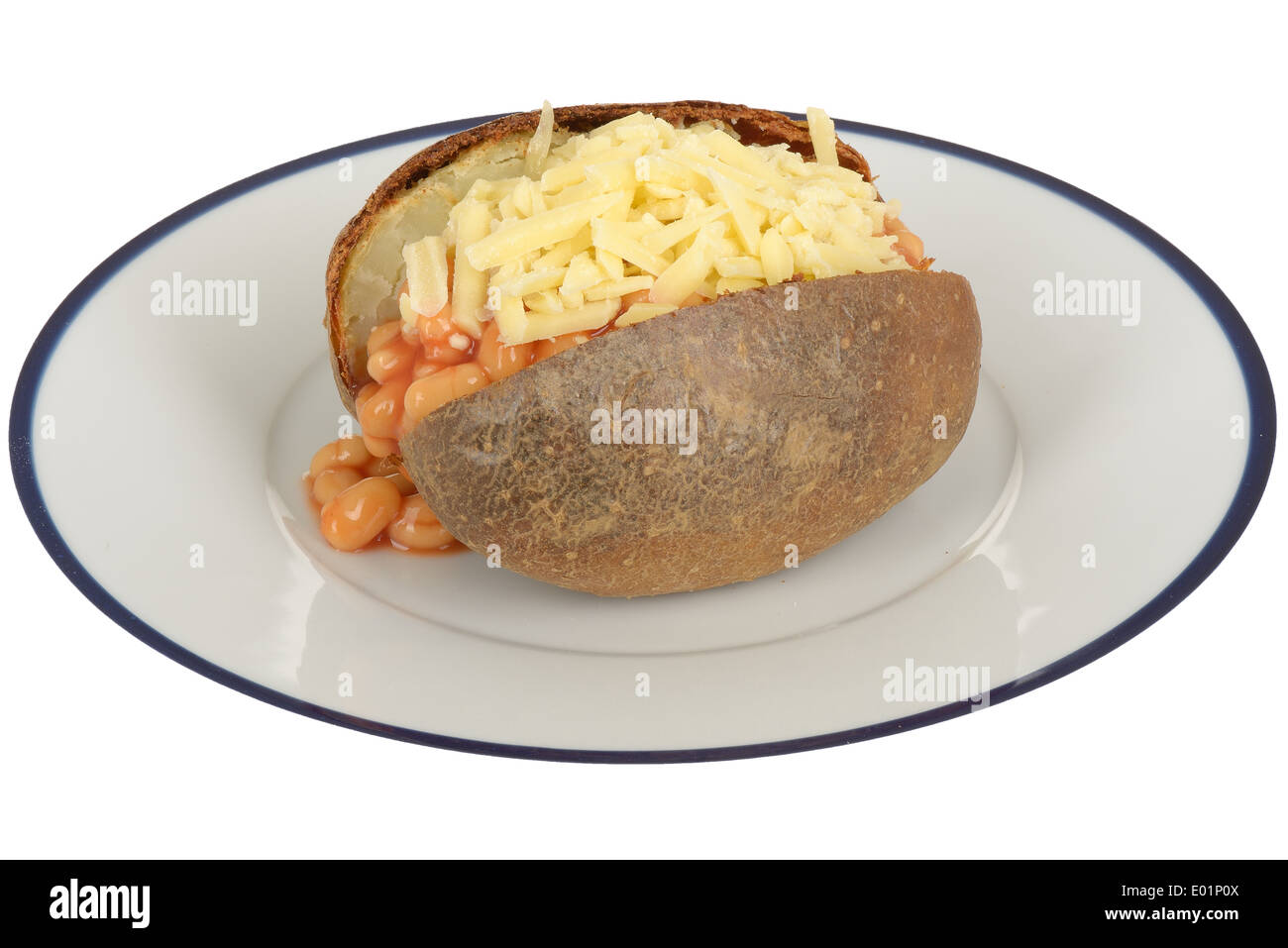 Freshly Oven Baked Jacket Potato With A Baked Beans In Tomato Sauce And