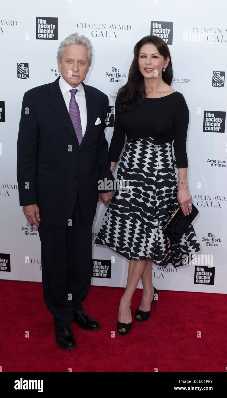 Michael Douglas and Catherine Zeta Jones attend the 41st Annual Chaplin Award Gala at Avery Fisher Hall at Lincoln Center Stock Photo