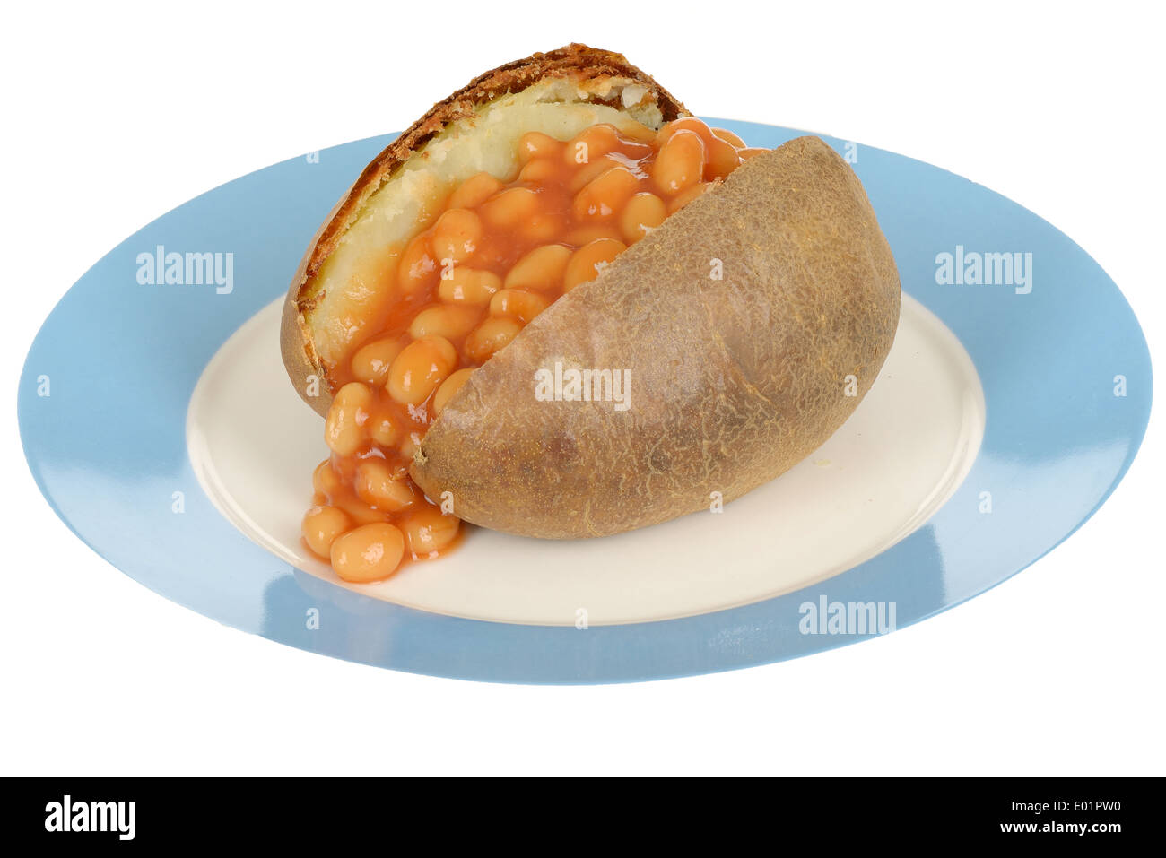 Healthy British Baked Jacket Potato Food, With Baked Beans In Tomato