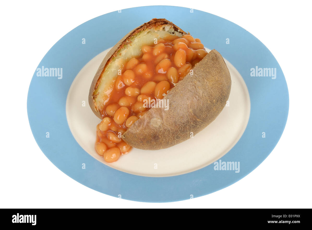 Healthy British Baked Jacket Potato Food, With Baked Beans In Tomato