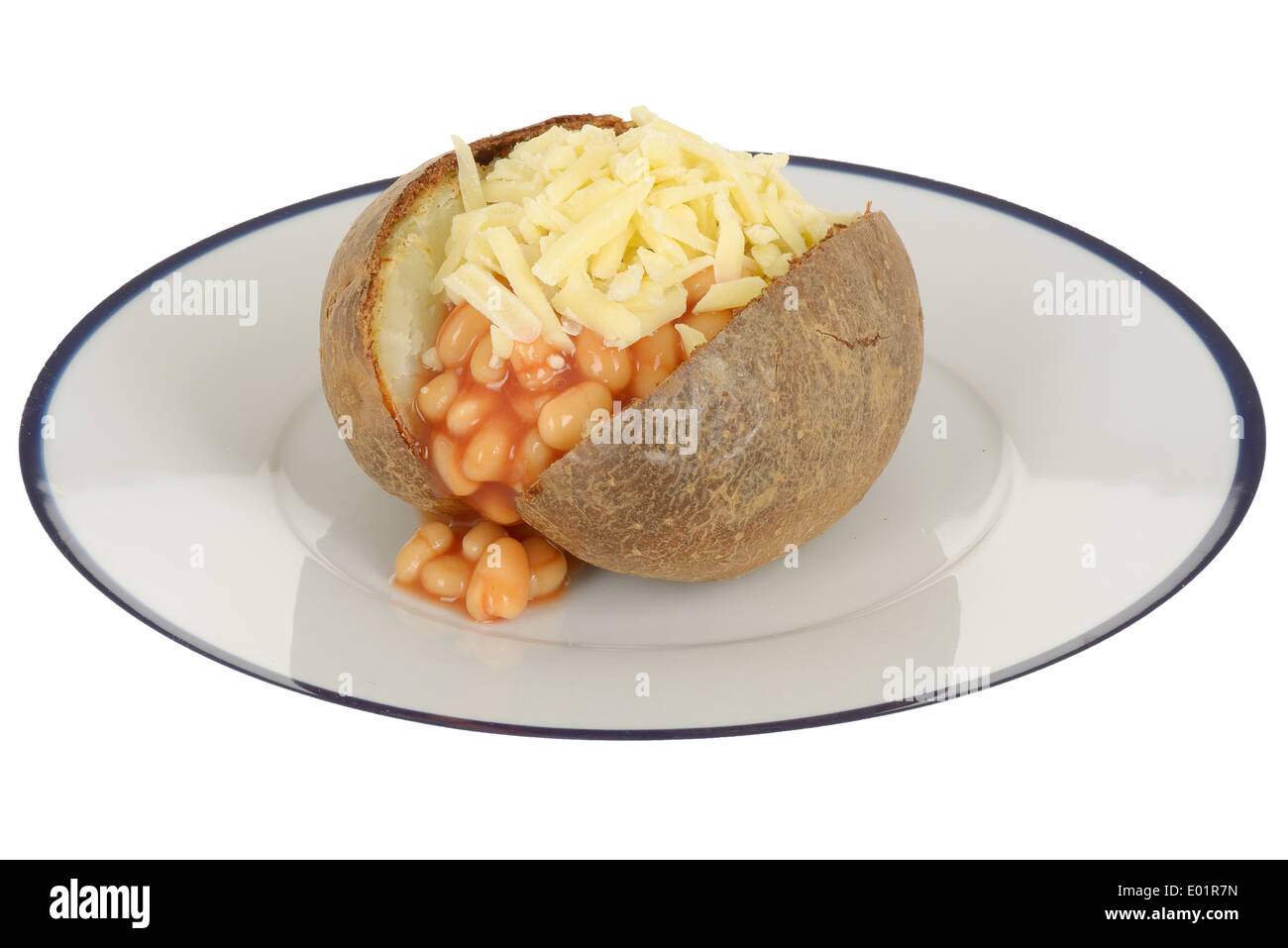 Freshly Oven Baked Jacket Potato With A Baked Beans In Tomato Sauce And