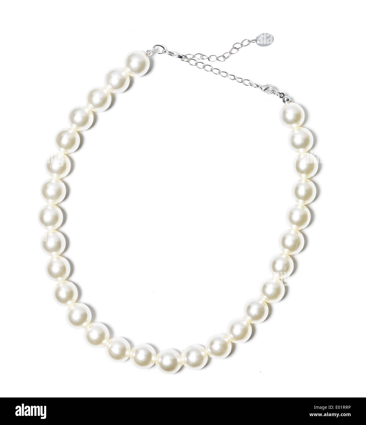 String of pearls, cut out on white background Stock Photo