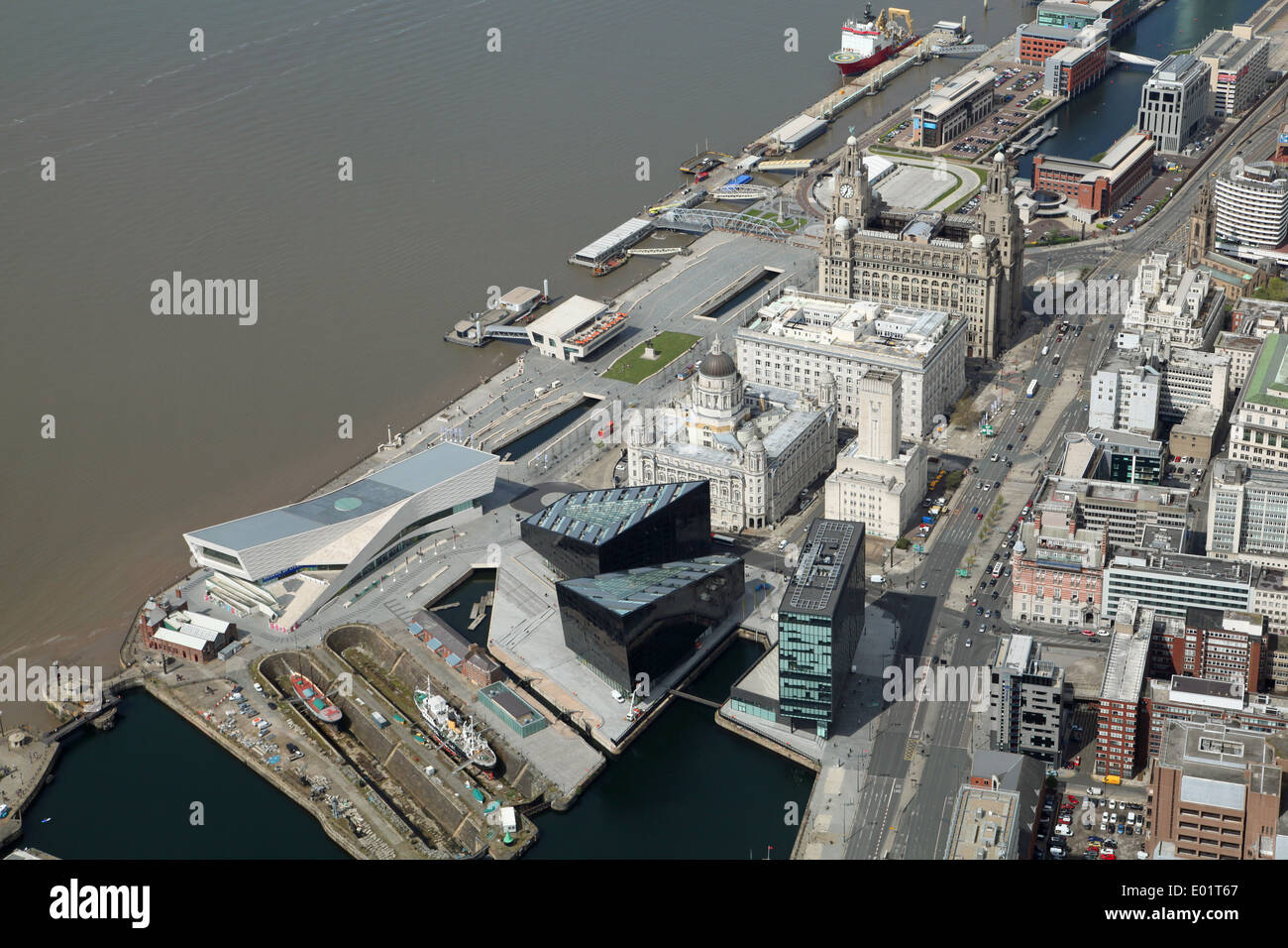 aerial view of Liverpool waterfront development area with the Liver Stock Photo 68882415 Alamy