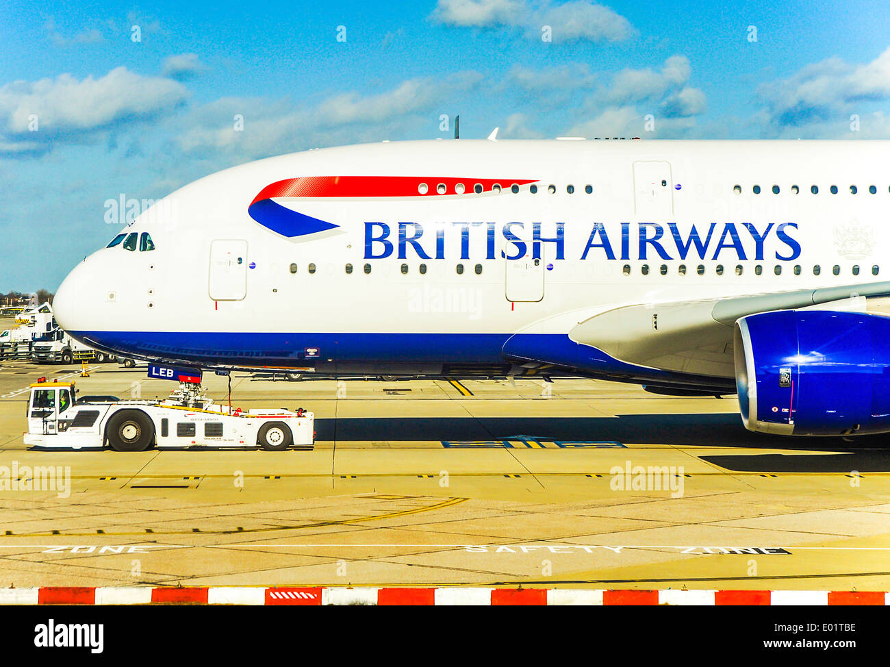 A British Airways aircraft at Heathrow airport, UK. Stock Photo