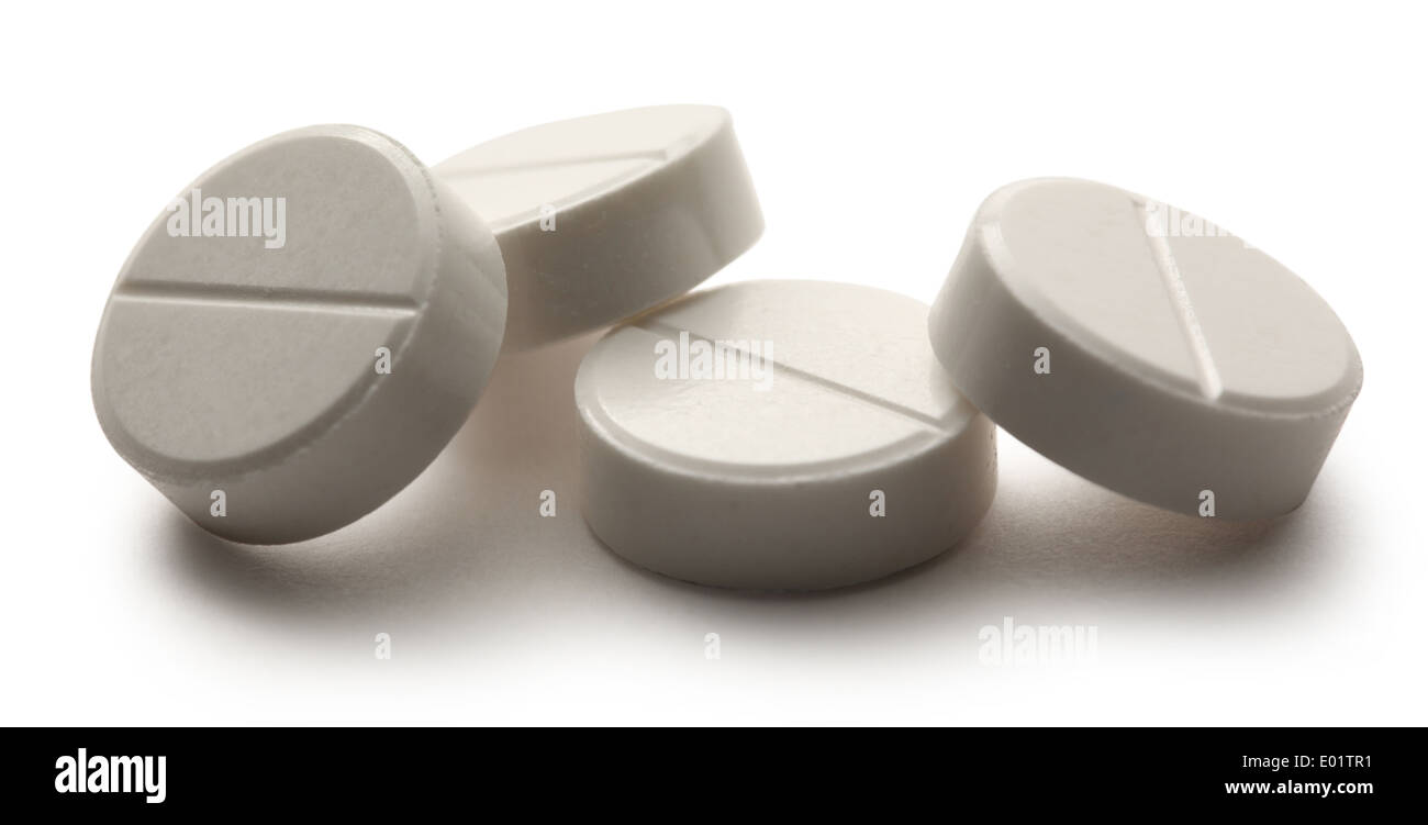 Aspirin pills on white background Stock Photo