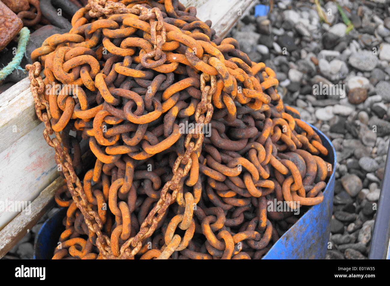 rusty chain rope Stock Photo