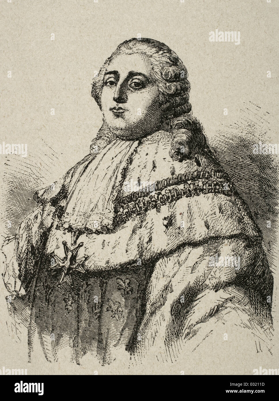 Louis XVI (1754-1793). King of France. Engraving in Universal History, M. Verges, 1917. Stock Photo