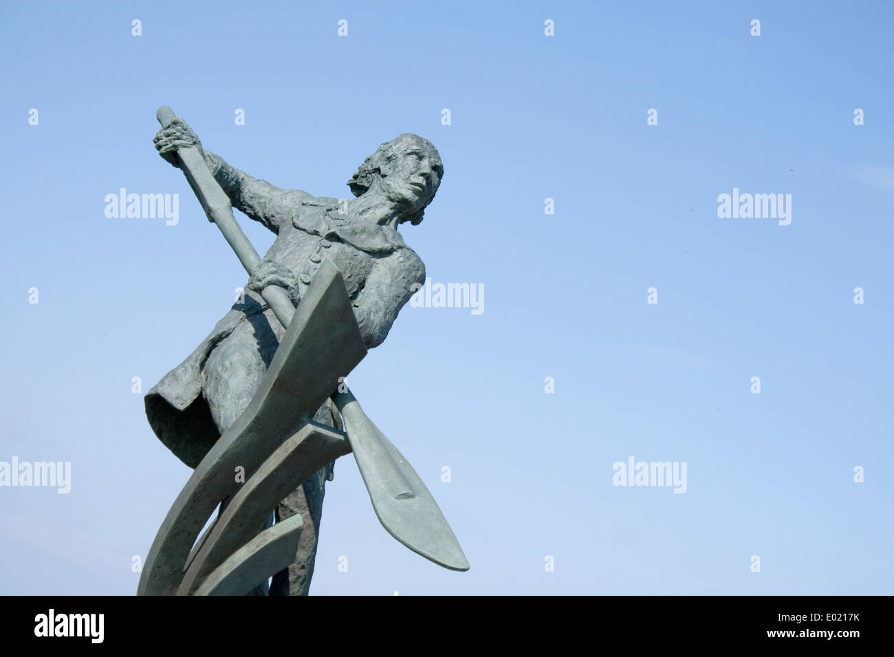 Statue of a sailer with his oar outside Hoylake life boat station Stock Photo