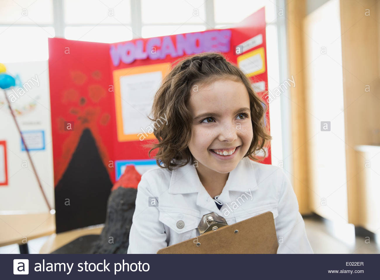 School girl at science fair Stock Photo Alamy