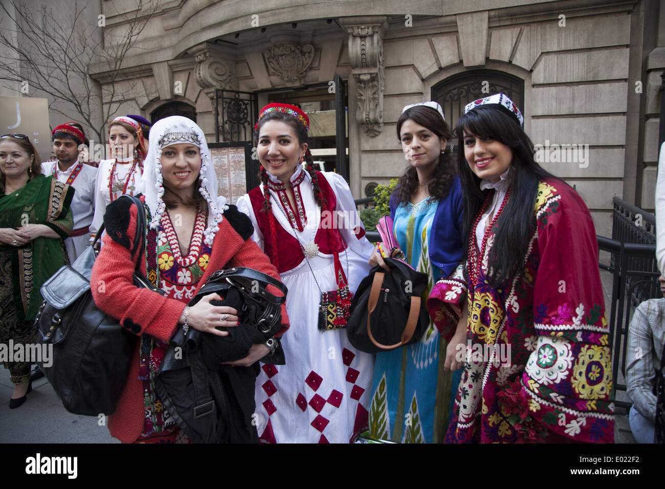 Iranian Americans wait to march in the Persian Day Parade along Madison Ave. in NYC. Stock Photo