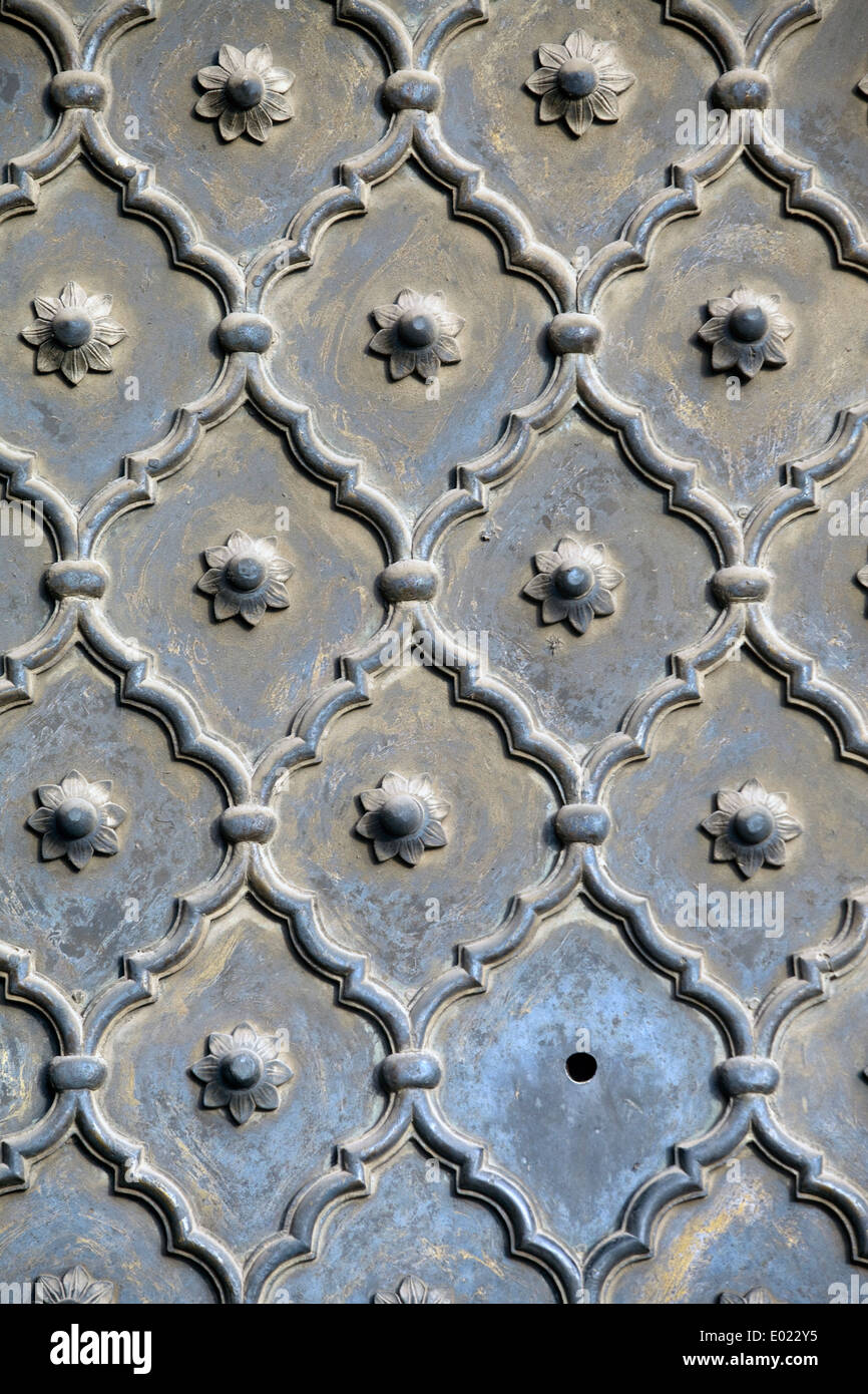 A detail of heavy door at the Jama Masjid (The Friday Mosque), Old Delhi, India Stock Photo