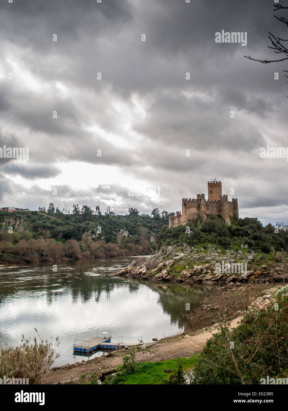 Almorol castle in Tagus river Stock Photo