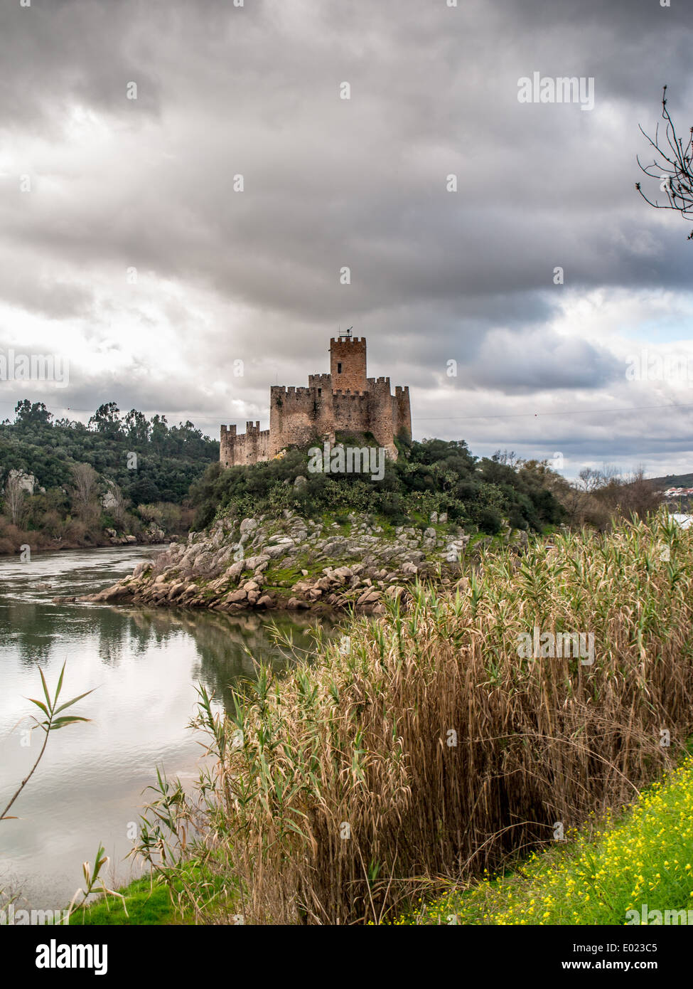 Almorol castle in Tagus river Stock Photo