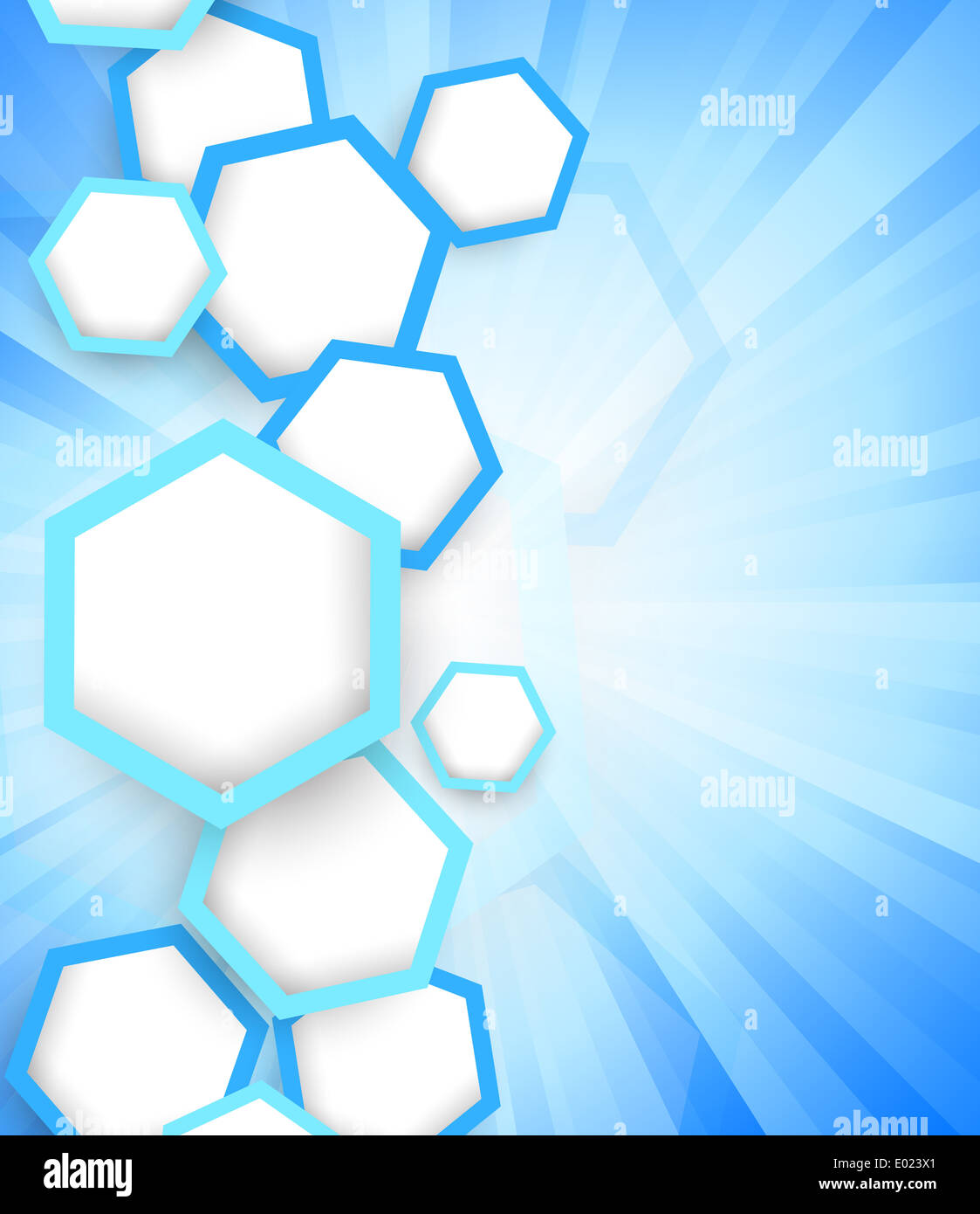 Bright background with blue hexagons. Abstract illustration Stock Photo ...