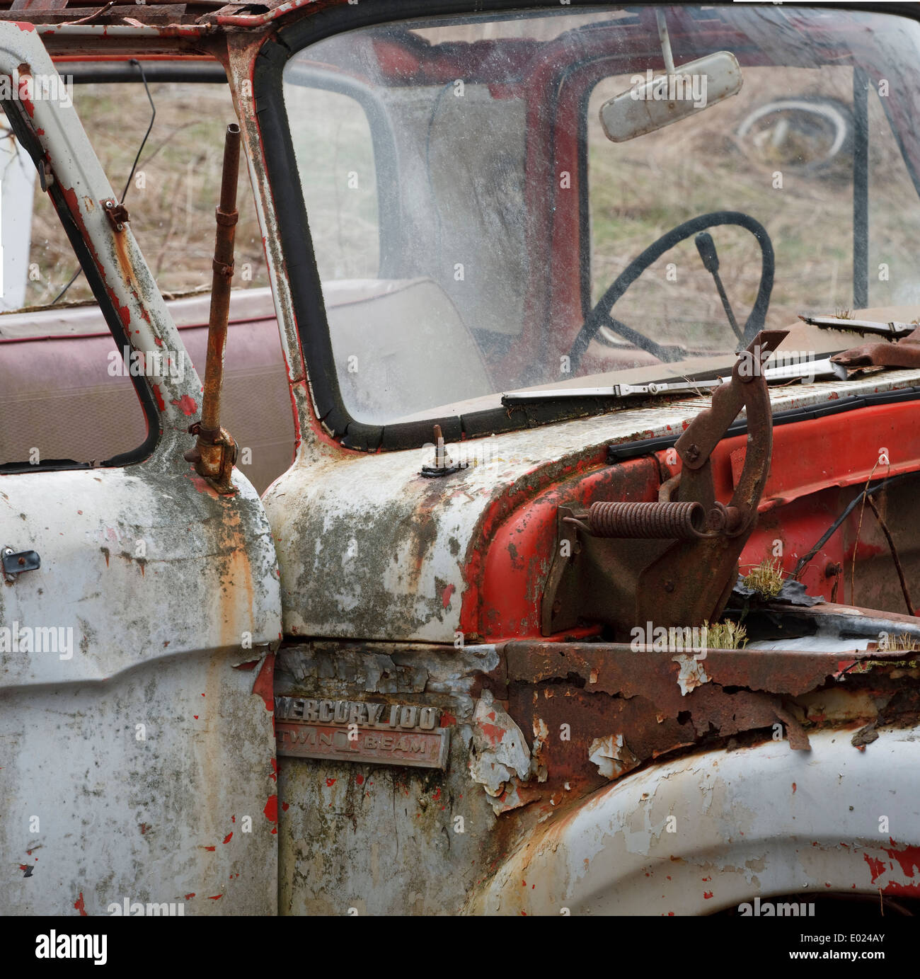 Decayed vintage pickup truck detail. Stock Photo