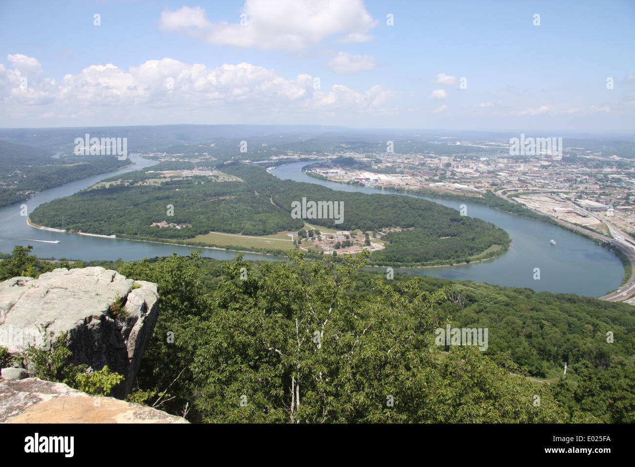 View over Chattanooga, Tennessee from Lookout Mountain, including the