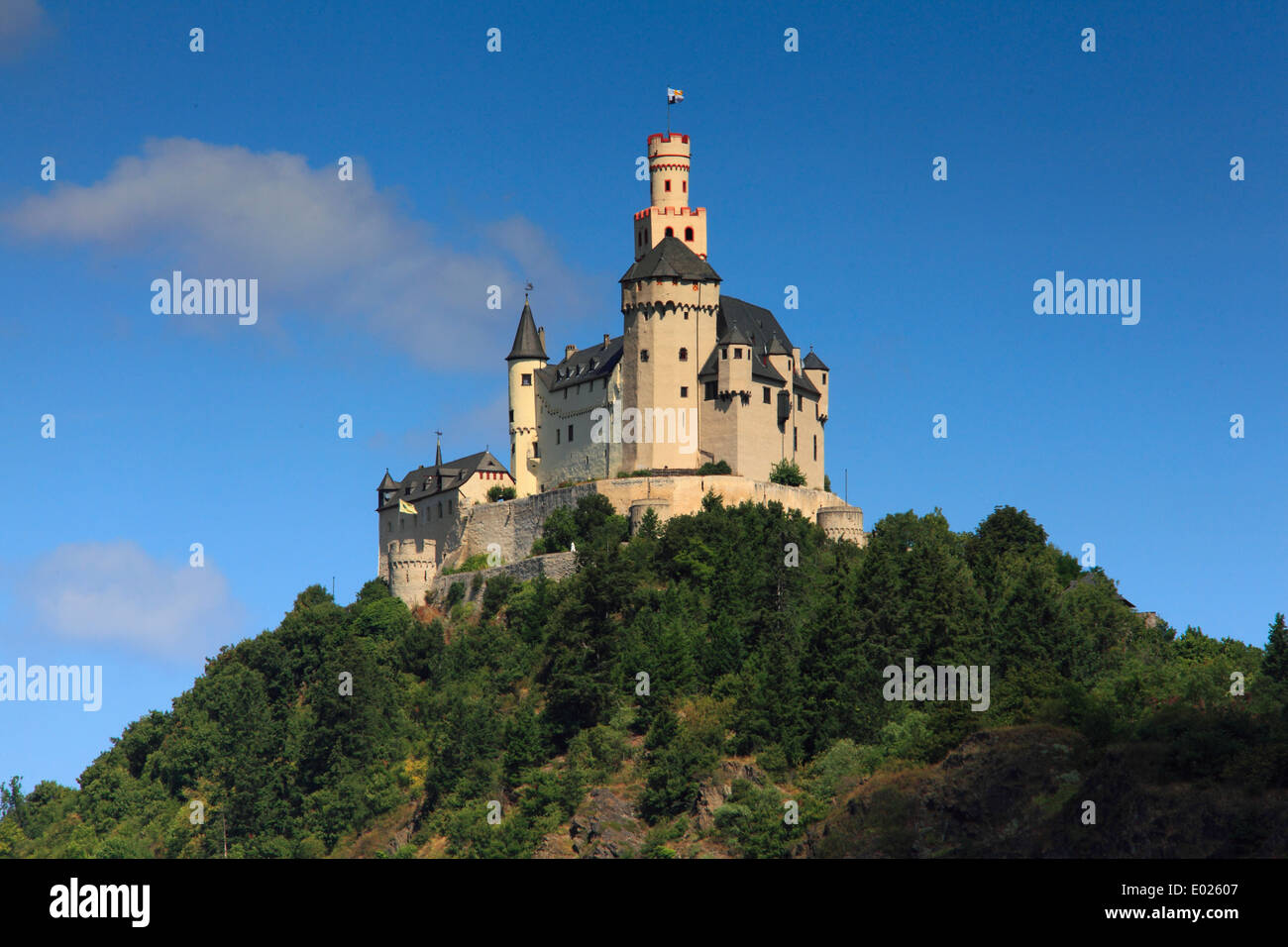 Photo of Marksburg Castle, Central Rhine River, above Braubach, Germany Stock Photo