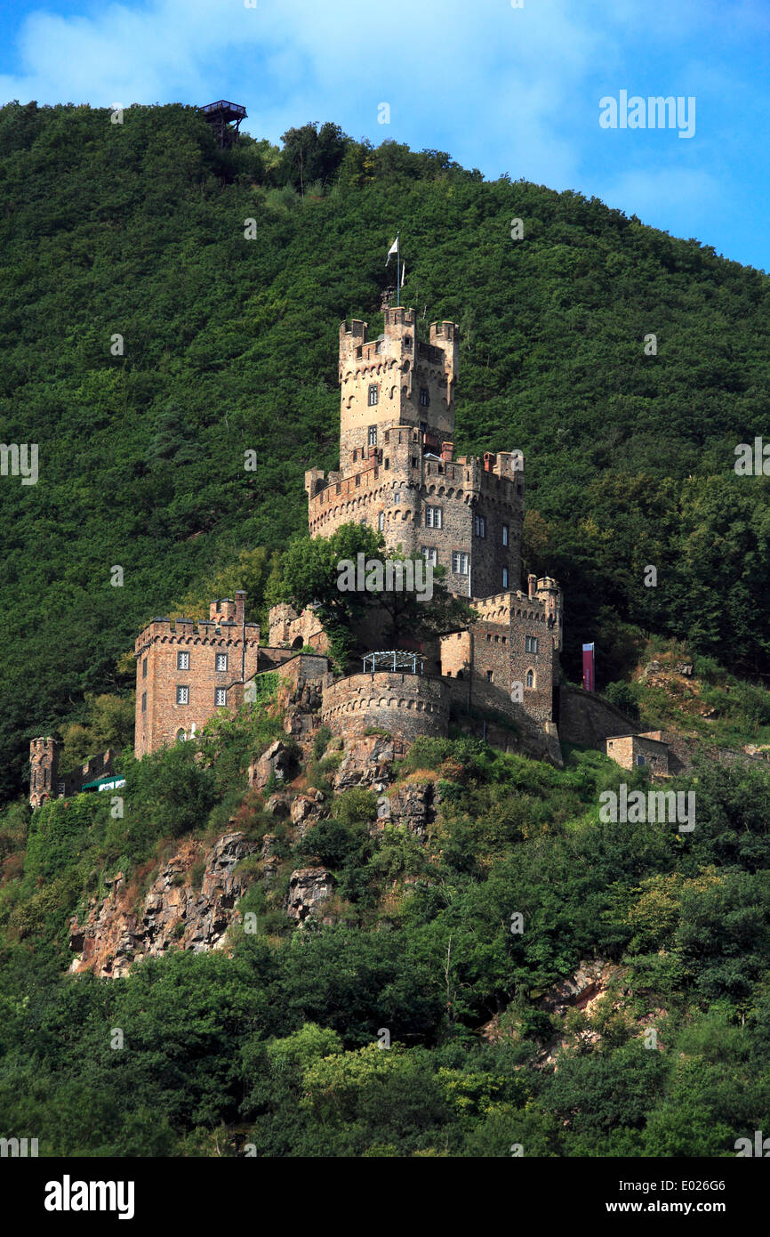 Photo of Sooneck Castle at the outermost tip of the Soon Forest above Niederheimbach on the Rhine River in Germany Stock Photo