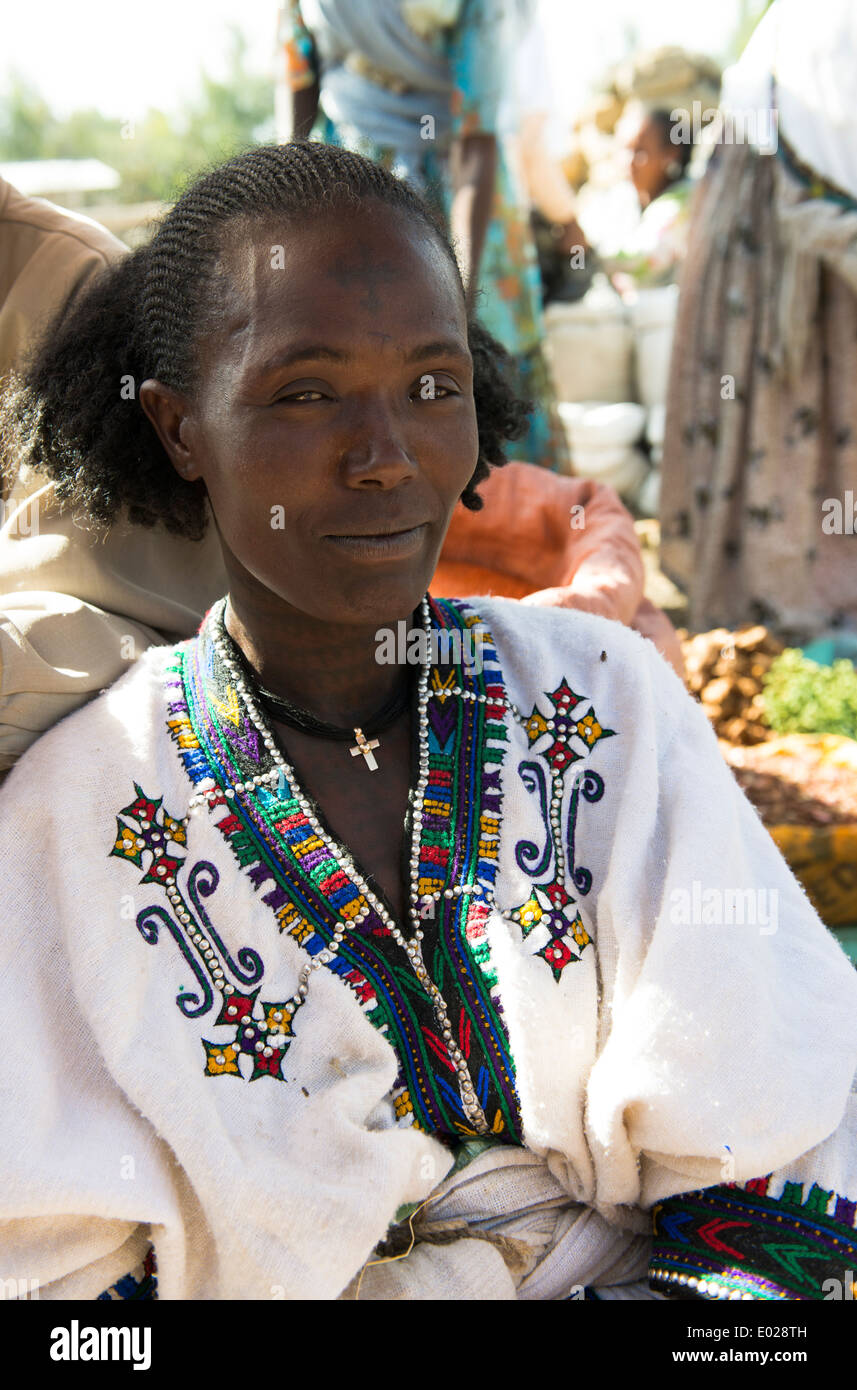 A beautiful Tigrinya woman dressed in a traditional TIgray dress at ...