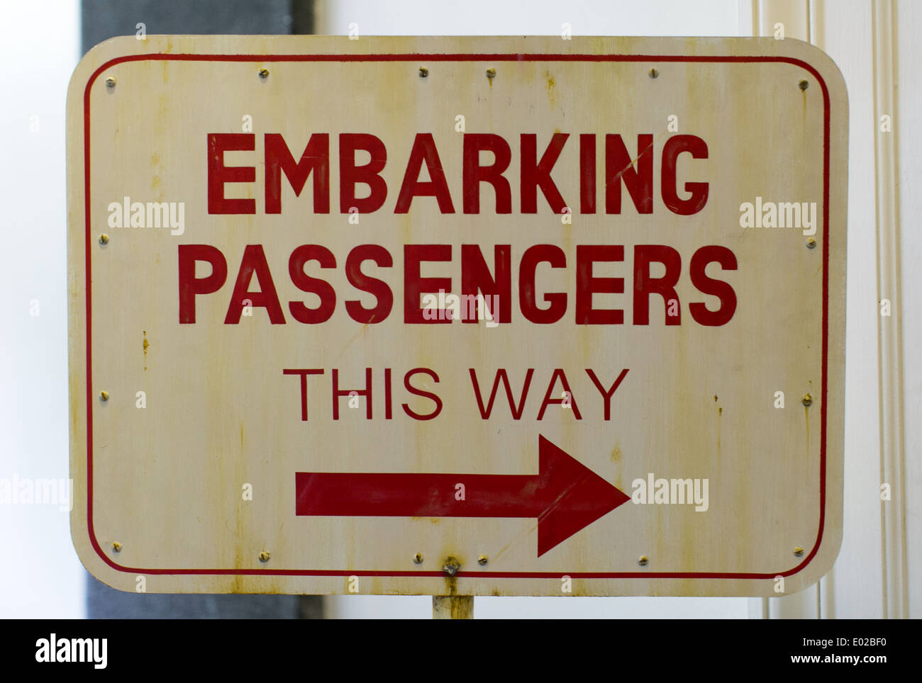 Embarking passengers sign at the Immigration Museum Melbourne, Australia Stock Photo