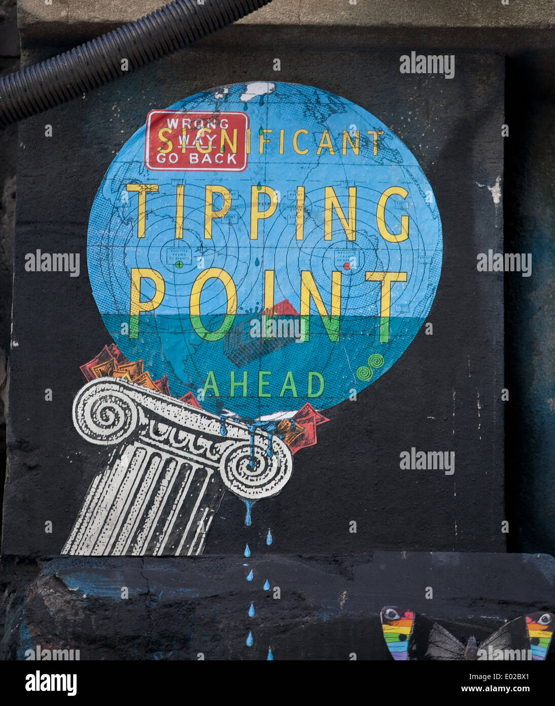 Tipping point street art in Hosier Lane, Melbourne Stock Photo