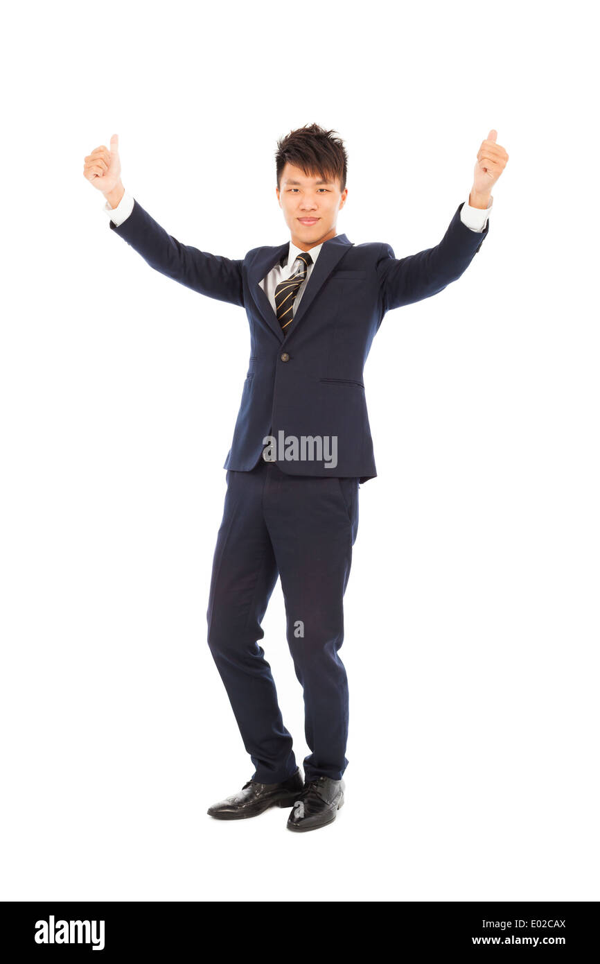 confident businessman standing and thumb up Stock Photo