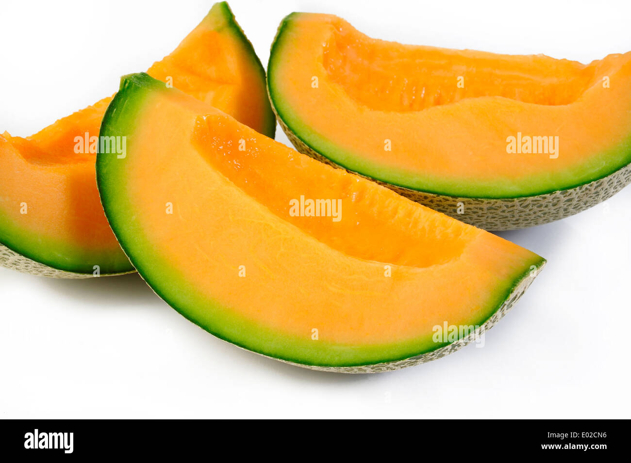 sliced melon on white background Stock Photo