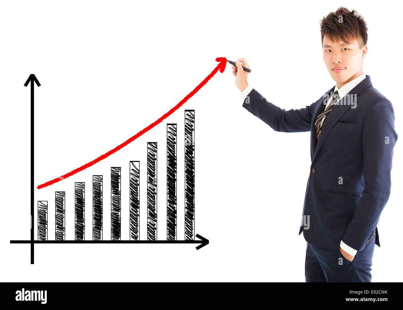 businessman draw a marketing growth chart Stock Photo